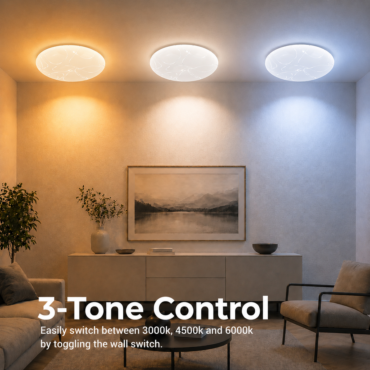 Lampa sufitowa LED 35 cm, 31W, 3000K / 4000K / 6000K, biała, metalowa i akrylowa Lampa sufitowa LED Domyślny tytuł Alessandro Design