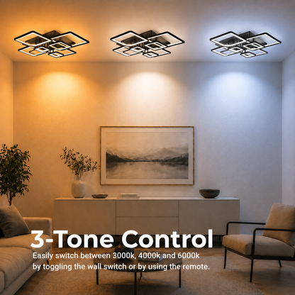 Żyrandol LED z pilotem ELLA 186W, 8 kwadratów, światło zimne/ciepłe/neutralne, możliwość przyciemniania, czarne Żyrandole LED z pilotem Domyślny tytuł Alessandro Design