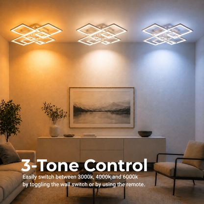 Żyrandol LED z pilotem ELLA 187W, 8 kwadratów, światło zimne/ciepłe/neutralne, możliwość przyciemniania, biały Żyrandol LED z pilotem Domyślny tytuł Alessandro Design