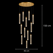 Zawieszany kryształowy żyrandol LED, Justynian, średnica 60 cm, regulowana wysokość, złoty, metal i kryształ