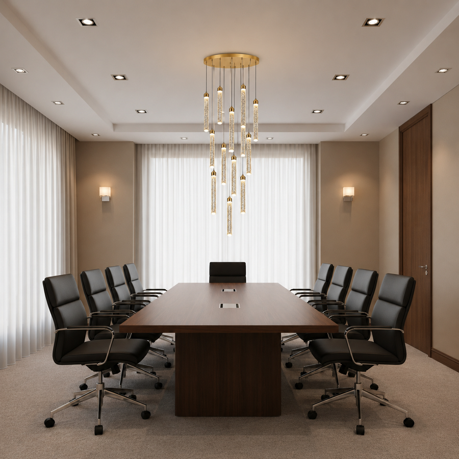 Zawieszany kryształowy żyrandol LED, Justynian, średnica 60 cm, regulowana wysokość, złoty, metal i kryształ