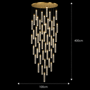 Zawieszany kryształowy żyrandol LED, Justynian, średnica 60 cm, regulowana wysokość, złoty, metal i kryształ