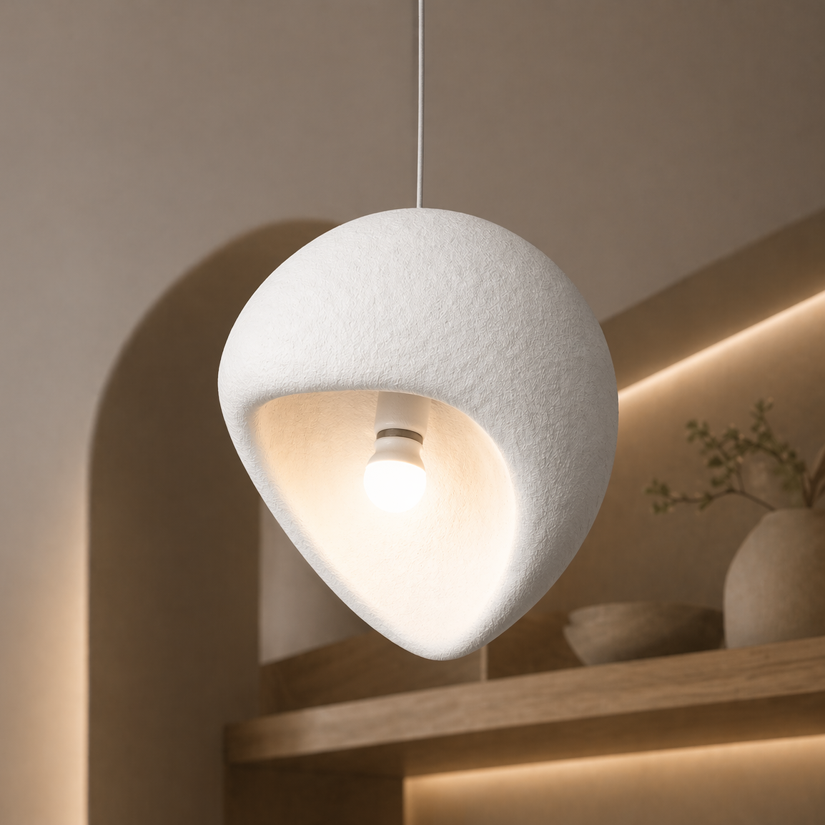Lustra Moderna AERA, 30 cm, Suspendata, 1 X E27, Alb, Metal si Spuma, Inaltime Reglabila Lustre Moderne Default Title Alessandro Design