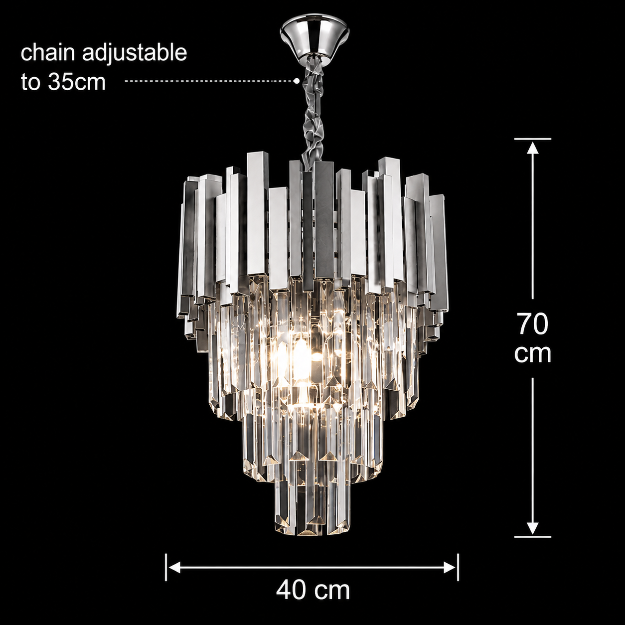 Żyrandol Kryształowy BLOIS Nobile 5xE14, Średnica 40cm, Chrom, Regulowana Wysokość Żyrandole Kryształowe Domyślny Tytuł Alessandro Design