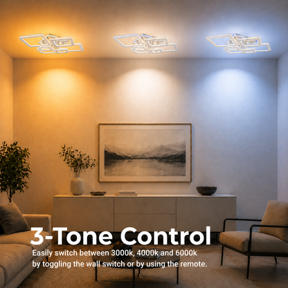 Żyrandol LED z pilotem i kryształem NOVA RHOMBA RGB 168W, 6 kwadratów, światło zimne/ciepłe/neutralne, możliwość przyciemniania, błyszczący chrom Żyrandole i kryształy LED Domyślny tytuł Alessandro Design