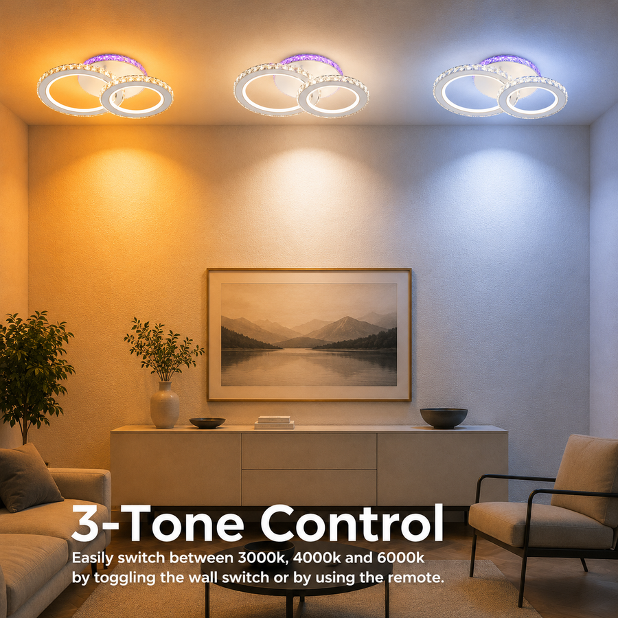 Żyrandol LED z pilotem i kryształem NOVA ROTONDA RGB 42W, 2 koła, światło zimne/ciepłe/neutralne, możliwość przyciemniania, biały Żyrandol LED z pilotem Domyślny tytuł Alessandro Design