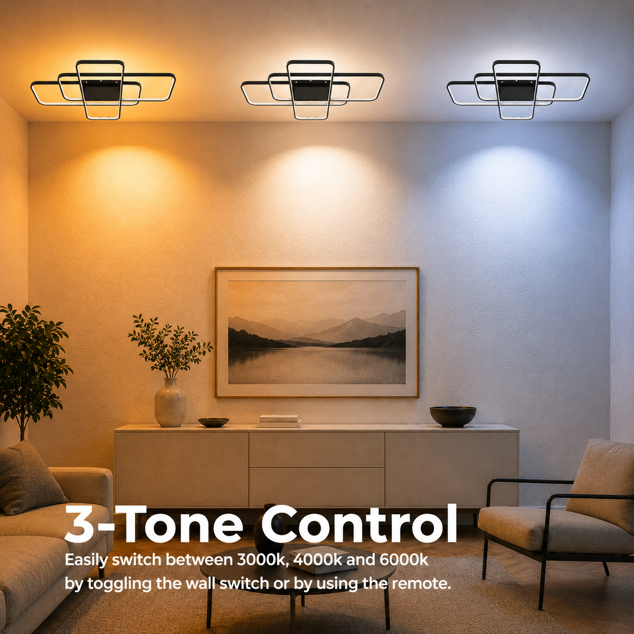 Żyrandol LED IANUSIS z pilotem 95 W, 3 elementy, światło zimne/ciepłe/neutralne, możliwość przyciemniania, czarne żyrandole LED z pilotem Domyślny tytuł Alessandro Design