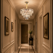 Candelabru Cristal VALMONT Nobile 6xE14, D40 cm, Auriu, Inaltime Reglabila, Metal si Cristal Candelabre Cristal Default Title Alessandro Design