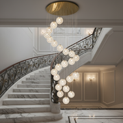 Candelabru Cristal MILLE, 25xG9 , Diametru 60cm x Inaltime 340cm, Cristal si Metal, Auriu