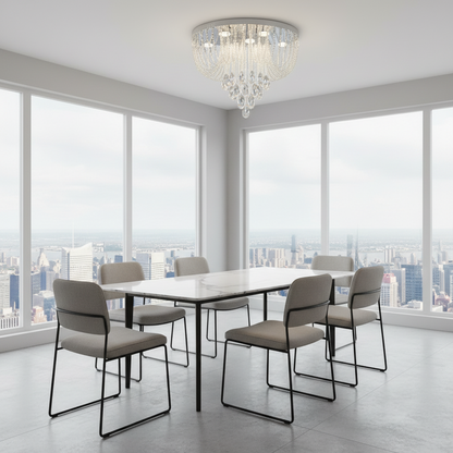 Candelabru LED Cristal MAGE Magno, 33W, Lumina Calda/Neutra/Rece, Diametru 60cm, Crom Lucios