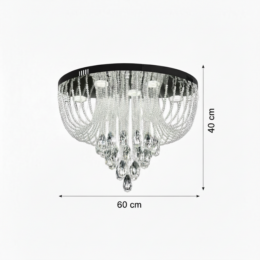 Candelabru LED Cristal MAGE Magno, 33W, Lumina Calda/Neutra/Rece, Diametru 60cm, Crom Lucios