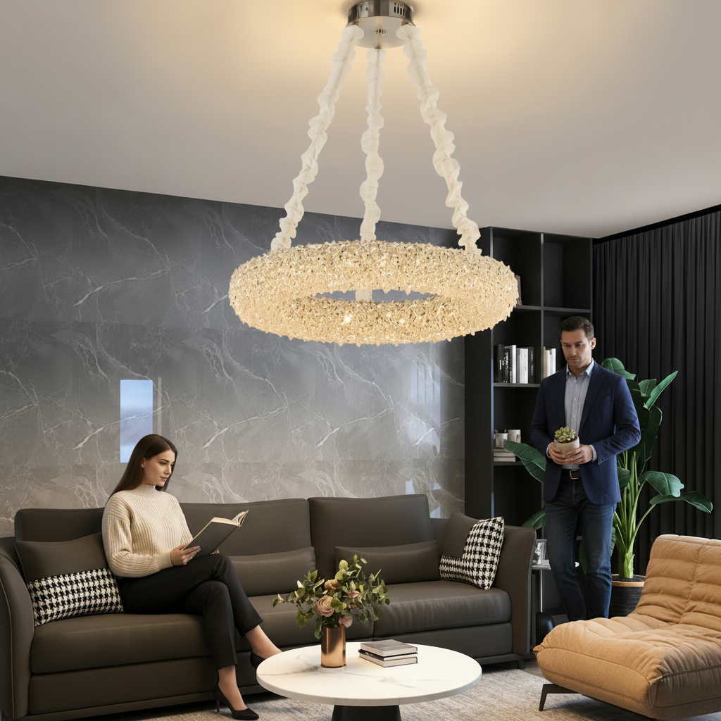 Żyrandol kryształowy z pilotem, PRAGA Magno, 33W, światło ciepłe/zimne/neutralne, średnica 55cm, złoty, regulowana wysokość Żyrandol LED z pilotem Domyślny tytuł Alessandro Design