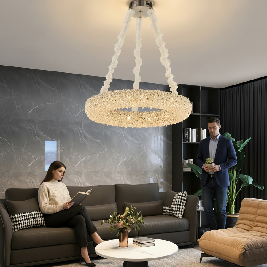 Żyrandol kryształowy z pilotem, PRAGA Magno, 33W, światło ciepłe/zimne/neutralne, średnica 55cm, złoty, regulowana wysokość Żyrandol LED z pilotem Domyślny tytuł Alessandro Design