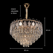Candelabru Cristal VELVET Eleganza, 12xE14, D60 cm, Auriu, Inaltime Reglabila, Metal si Cristall