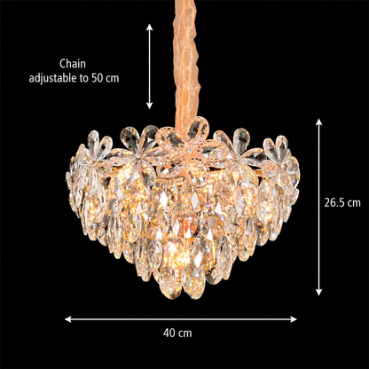 Żyrandol Kryształowy Elegance 7xE14 Średnica 40cm Błyszczące Złoto Regulowana Wysokość Metal i Kryształ