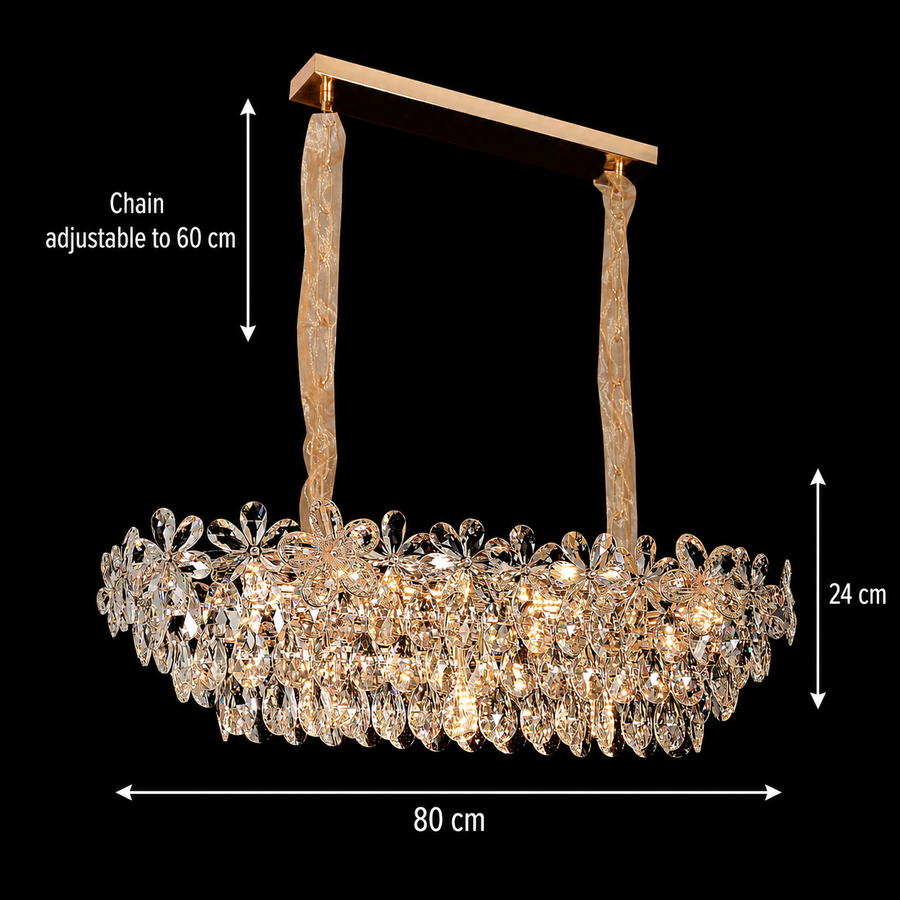 Żyrandol Kryształowy Regalis 11x E14, średnica 85cm, Błyszczące Złoto, Regulowana Wysokość, Metal i Kryształ