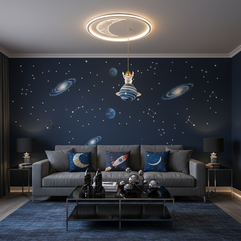Żyrandol LED ASTRONAUT 80W, światło zimne/ciepłe/neutralne, białe żyrandole dziecięce Domyślny tytuł Alessandro Design