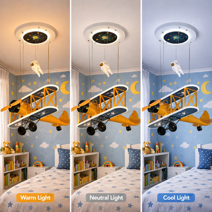 Wiszący żyrandol LED AVION 80W, światło zimne/ciepłe/neutralne, pomarańczowo-niebieskie żyrandole dziecięce Domyślny tytuł Alessandro Design