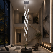 Żyrandol Kryształowy LED AMIRI 82W Chrom, Światło Ciepłe/Neutralne/Zimne 3000K/4000K/6000K Amiri, średnica 40cm x wysokość 300cm, kryształ i metal