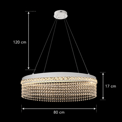Candelabru Cristal VOLNA Regalis, 170W, D80cm, Lumina Calda/Neutra/Rece, Alb, Metal si Cristal