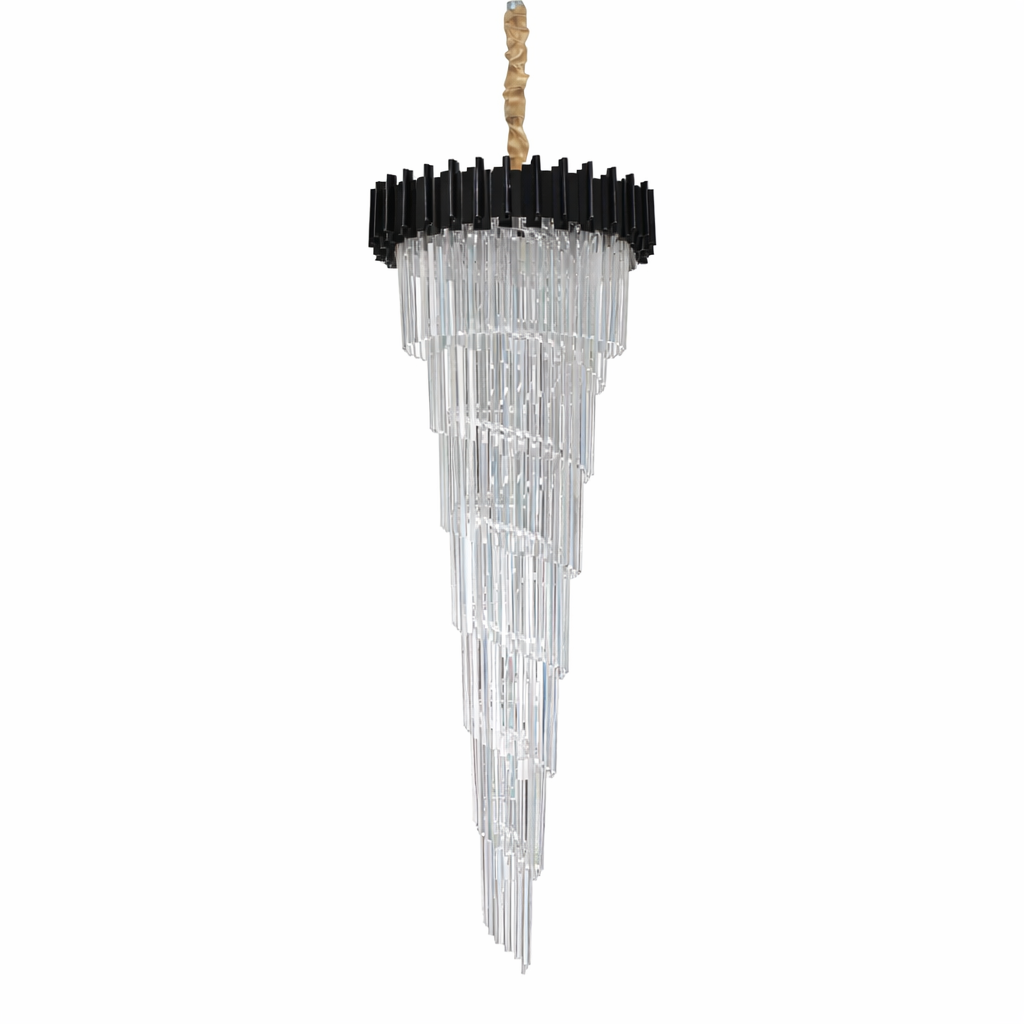 Żyrandol kryształowy CC110/600x1800BK, 28xE14, średnica 60 cm, wysokość 180 cm, czarny, regulowana wysokość, elegancki wygląd Kryształowy żyrandol Domyślny tytuł Alessandro Design