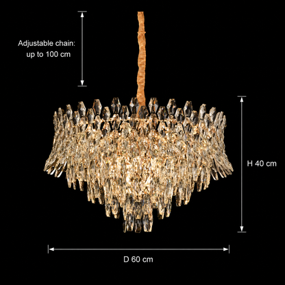 Candelabru Cristal MONARCH Magno 12xE14, Diametru 60cm, Inaltime 40cm, Auriu Lucios, Inaltime Reglabila, Design Elegant Candelabre Cristal Default Title Alessandro Design