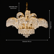 Żyrandol kryształowy PALACE Imperio, 15 ramion, 22xG9, G98cm, błyszczące złoto, regulowana wysokość, metalowe i kryształowe żyrandole kryształowe Domyślny tytuł Alessandro Design