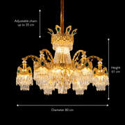 Candelabru Cristal 13xE14, D80cm, Auriu Lucios, Inaltime Reglabila, Metal si Cristal Candelabre Cristal Default Title Alessandro Design
