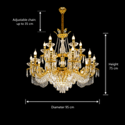 Candelabru Cristal 11xE14, D80cm, Auriu Lucios, Inaltime Reglabila, Metal si Cristal Candelabre Cristal Default Title Alessandro Design