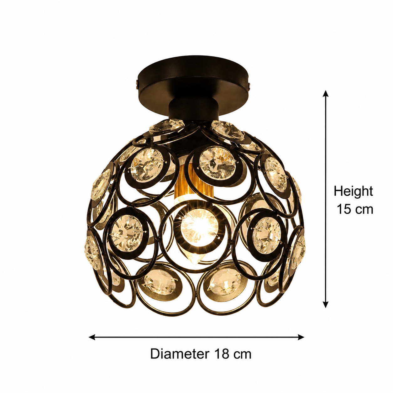 Żyrandol Vera, 1x E27, średnica 18 cm, czarne, metalowe i kryształowe klasyczne żyrandole Domyślny tytuł Alessandro Design