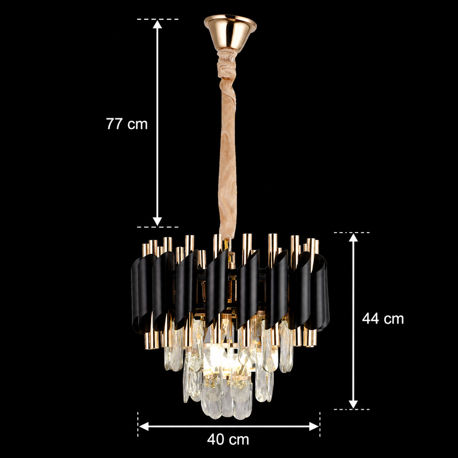 Żyrandol Kryształowy Nobile VERSAILLES 5xE14 średnica 40cm Błyszczące Złoto i Czerń