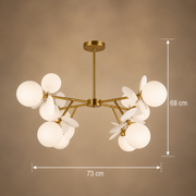 Nowoczesny żyrandol z żarówką SVEN, Ø73cm, 8x G9, złoty, metal