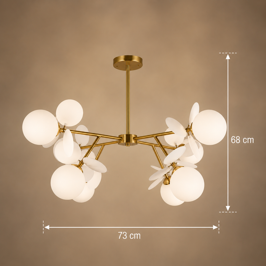 Nowoczesny żyrandol z żarówką SVEN, Ø73cm, 8x G9, złoty, metal