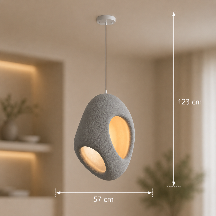 Nowoczesny żyrandol FOAMER Magno, 57 cm, zwieszany, 1 X E27, szary, metal i pianka, regulowana wysokość