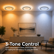 Żyrandol LED z pilotem LINEA 125W, Ø50cm, Okrągły, Światło Zimne/Ciepłe/Neutralne, Możliwość ściemniania, Czarny