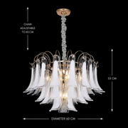 Candelabru Cristal MURANO Magno 7xE14, D60 cm, Alb, Inaltime Reglabila, Metal si Cristal Candelabre Cristal Default Title Alessandro Design