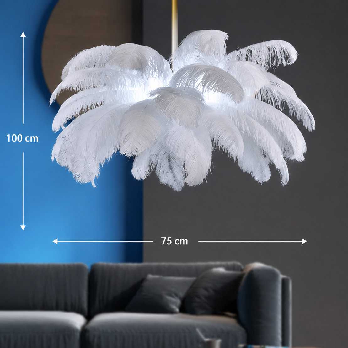 Nowoczesny żyrandol Minoss, 8W, zimne światło 6000K, średnica 75 cm, pióra, białe nowoczesne żyrandole Domyślny tytuł Alessandro Design