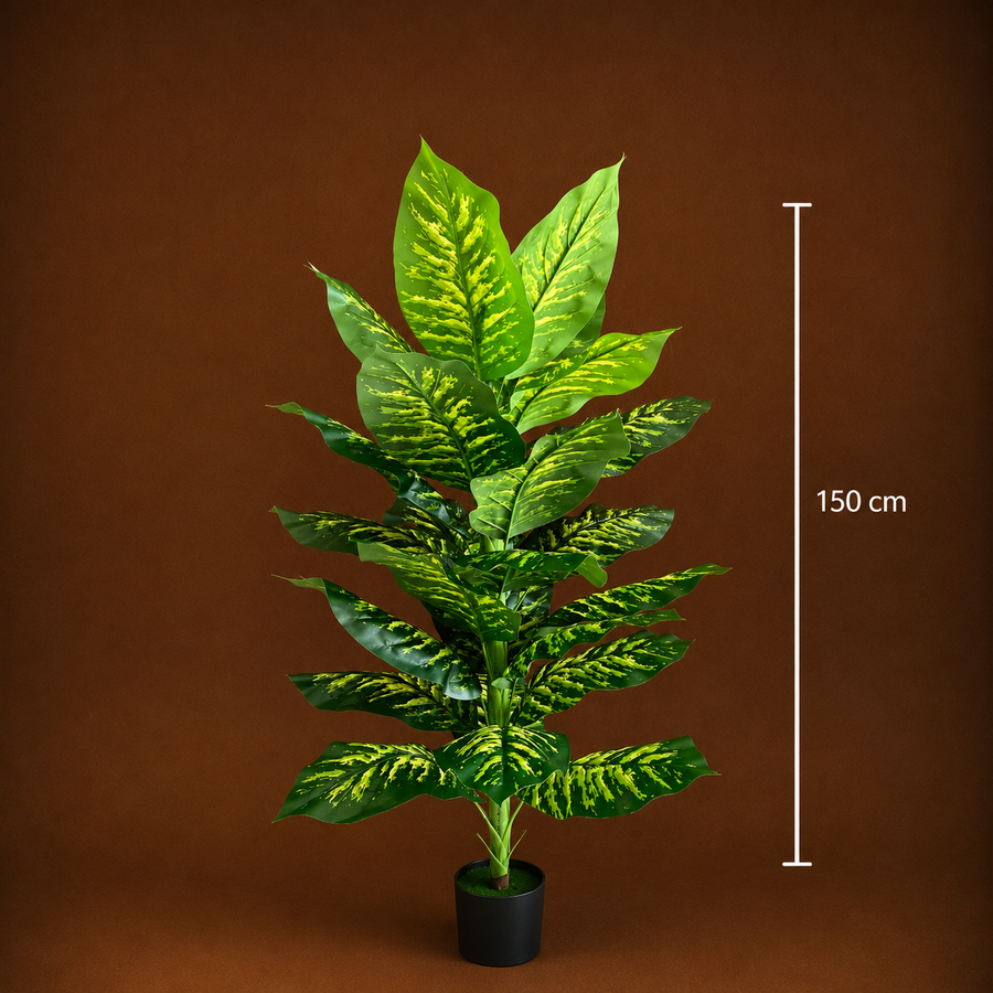 Plantă Artificială Tip Dieffenbachia, 150 cm, Verde