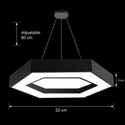 Żyrandol LED podwieszany ANGLE, 52cm, 25W, regulowana wysokość, zimne światło, czarny, metal i akryl
