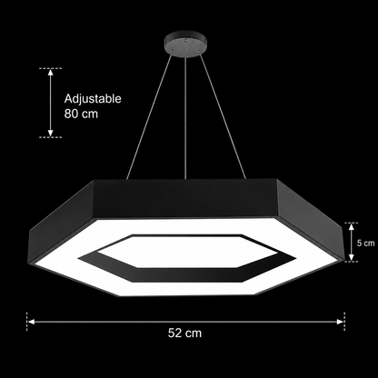 Żyrandol LED podwieszany ANGLE, 52cm, 25W, regulowana wysokość, zimne światło, czarny, metal i akryl