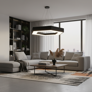 Żyrandol LED podwieszany ANGLE, 52cm, 25W, regulowana wysokość, zimne światło, czarny, metal i akryl
