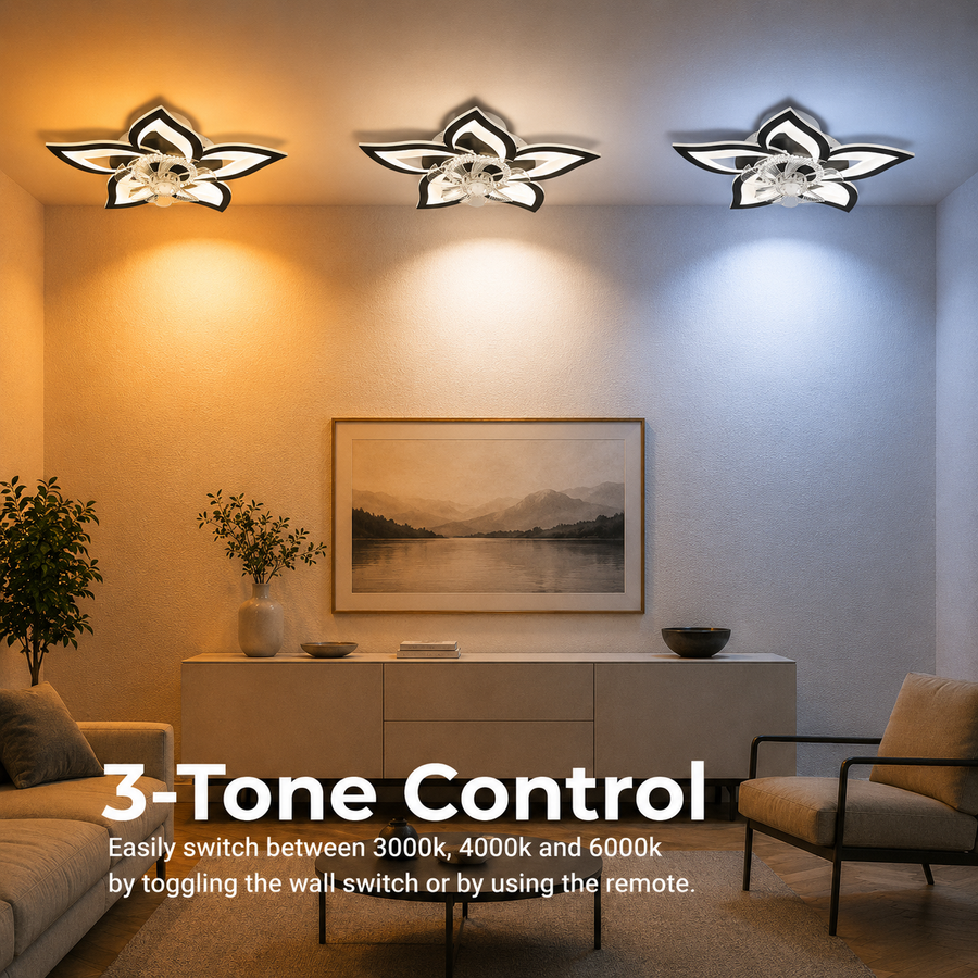 Żyrandol LED ANEMO Fan z pilotem, 49W, G85cm, światło zimne/neutralne/ciepłe, metal i plastik, czarny