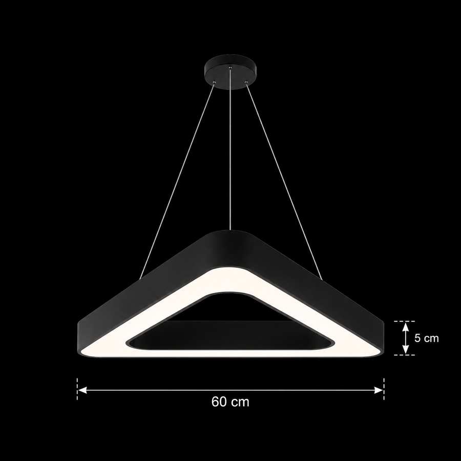 Żyrandol LED podwieszany ANGLE, 60cm, 25W, regulowana wysokość, zimne światło, czarny, metal i akryl