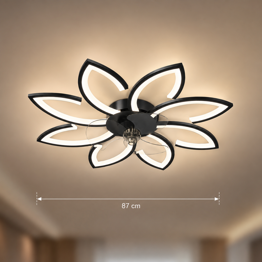 Żyrandol LED ANEMO Fan z pilotem, 47W, G87cm, światło zimne/neutralne/ciepłe, metal i plastik, czarny