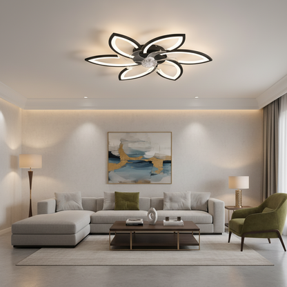 Żyrandol LED ANEMO Fan z pilotem, 36 W, D76,5 cm, światło zimne/neutralne/ciepłe, metal i plastik, czarny