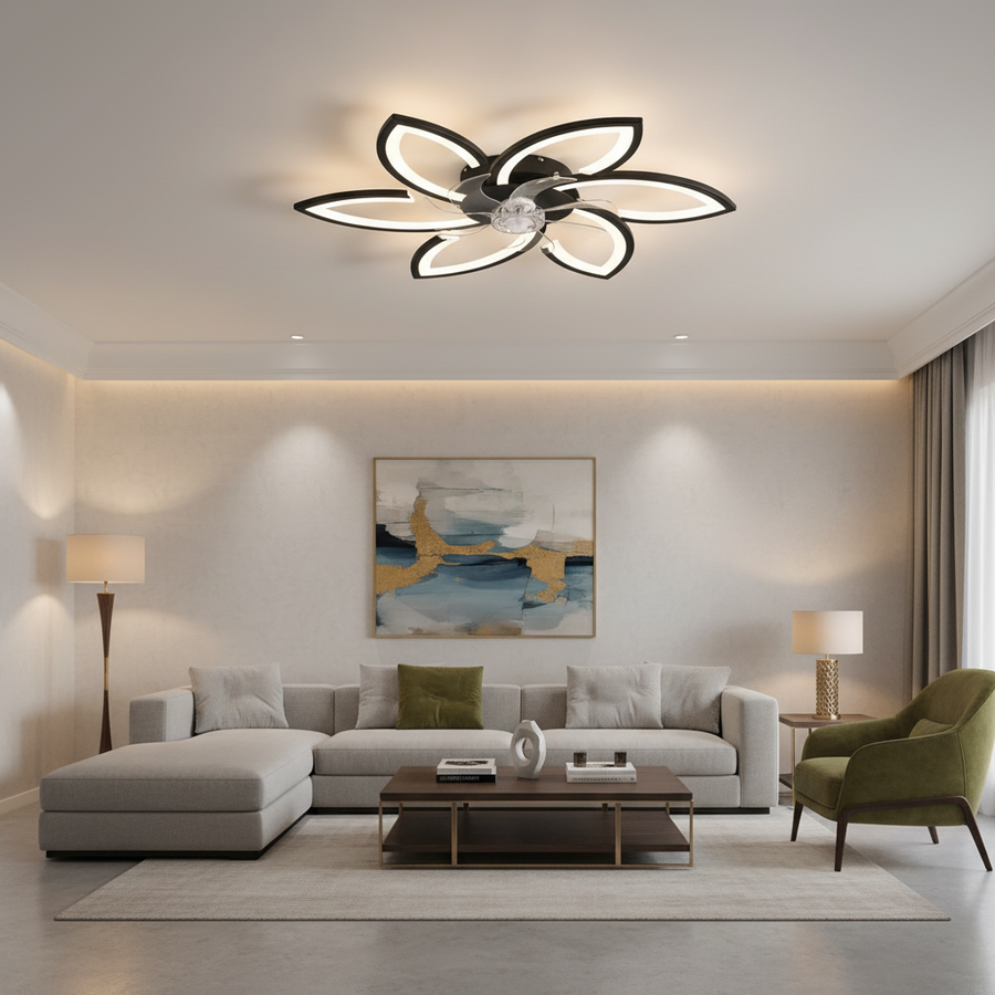 Żyrandol LED ANEMO Fan z pilotem, 36 W, D76,5 cm, światło zimne/neutralne/ciepłe, metal i plastik, czarny