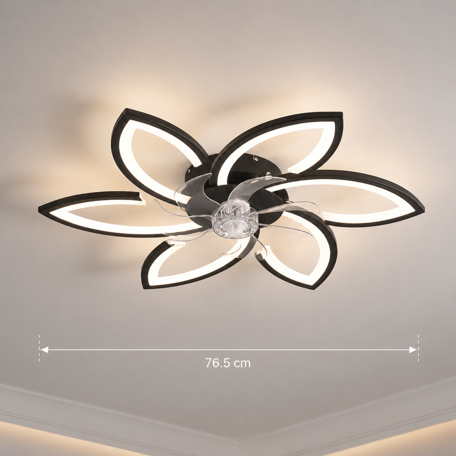 Żyrandol LED ANEMO Fan z pilotem, 36 W, D76,5 cm, światło zimne/neutralne/ciepłe, metal i plastik, czarny