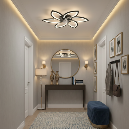 Żyrandol LED ANEMO Fan z pilotem, 36 W, D76,5 cm, światło zimne/neutralne/ciepłe, metal i plastik, czarny