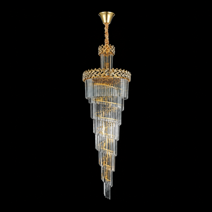 Żyrandol kryształowy WINDSOR Altiora, średnica 60 cm, wysokość 180 cm, 26xE14, błyszczące złoto, regulowana wysokość, elegancki design