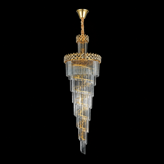 Żyrandol kryształowy WINDSOR Altiora, średnica 60 cm, wysokość 180 cm, 26xE14, błyszczące złoto, regulowana wysokość, elegancki design